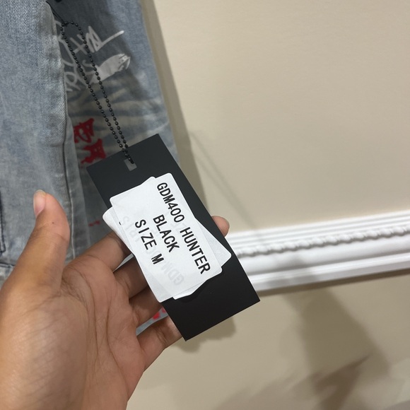 Mens Brand New Painted Flame Skull Bone Denim Jacket - Picture 3 of 3